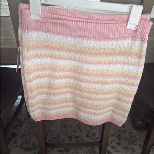 Pink and Yellow Striped Women's Skirt